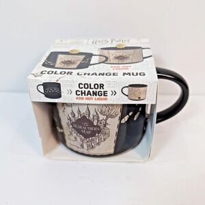 Harry Potter Hogwarts Color Changing Mug Black Tan Marauders Map New In Box